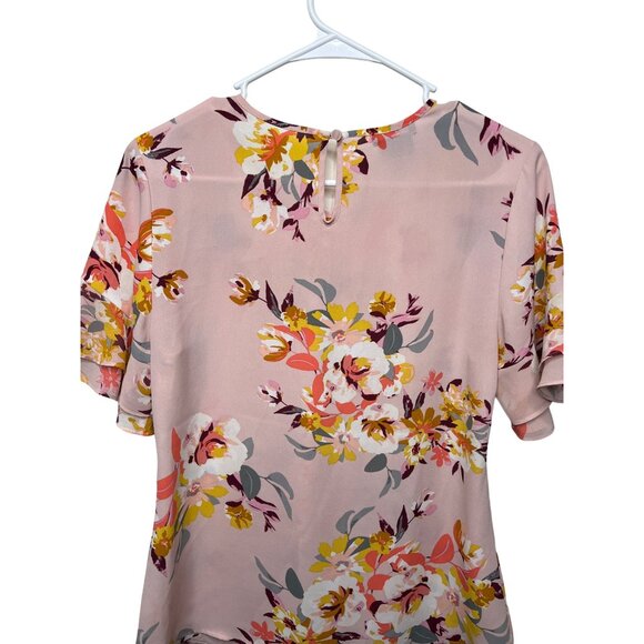 Van Heusen Top Womens XS Shirt Blouse Pink Floral Boho Work Casual Spring Summer - Picture 10 of 11